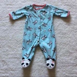 Newborn girls panda fleece sleeper